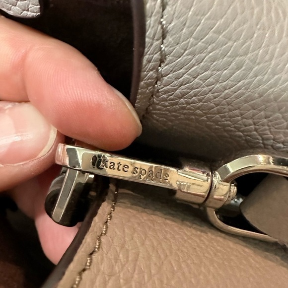- NWT Kate Spade Soft Taupe Grey Pebbled Leather Triple Compartment Talia Satcel - Picture 12 of 13